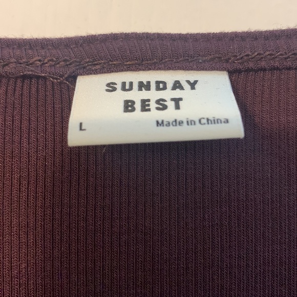 Aritizia Sunday Best Maroon Long Sleeve with Drawstring Front Cropped Shirt - Picture 2 of 6